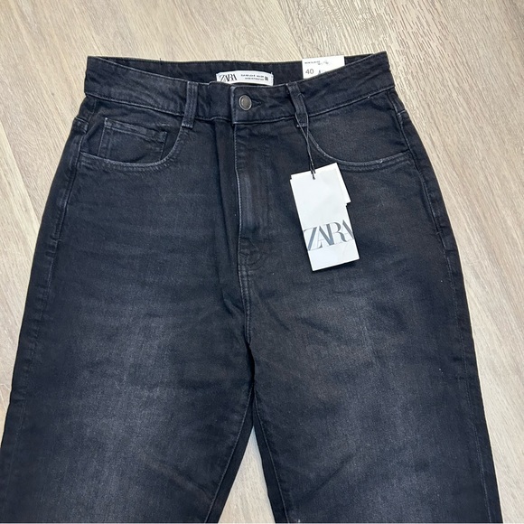 Zara NWT HIGH WAIST, SLIM MOM LEG - ANKLE LENGTH - STRETCH Black Jeans - Picture 6 of 14